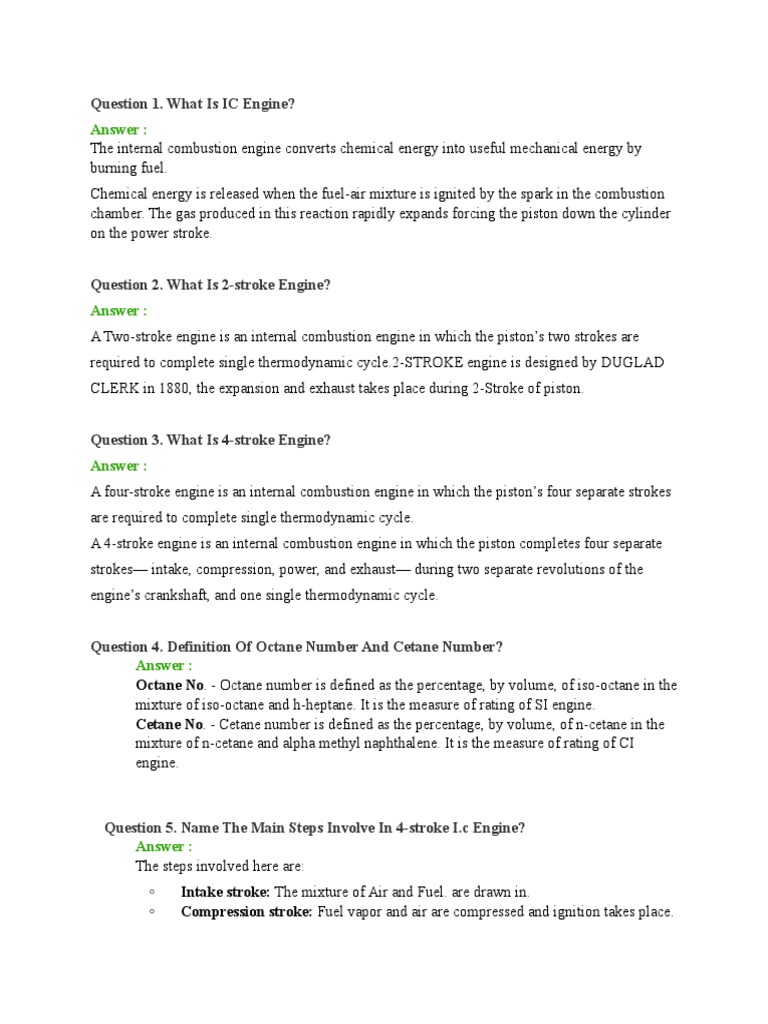 IC Engine Basics and Key Concepts | PDF | Internal Combustion Engine ...