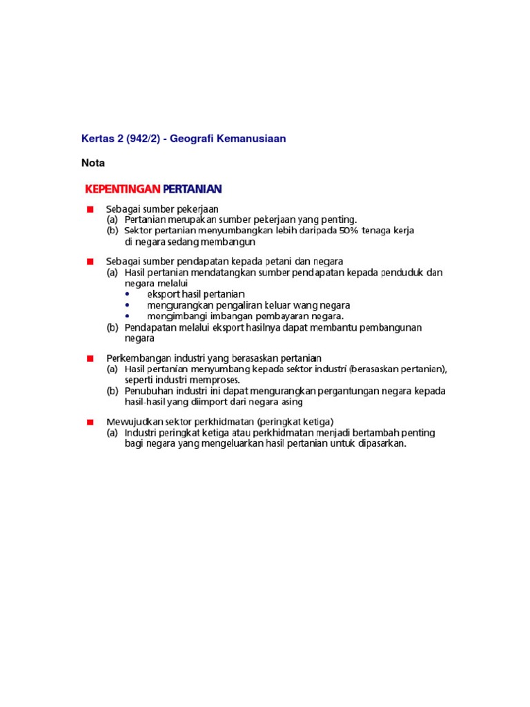 Aktiviti Pertanian Kepentingan Dan Faktor Pdf