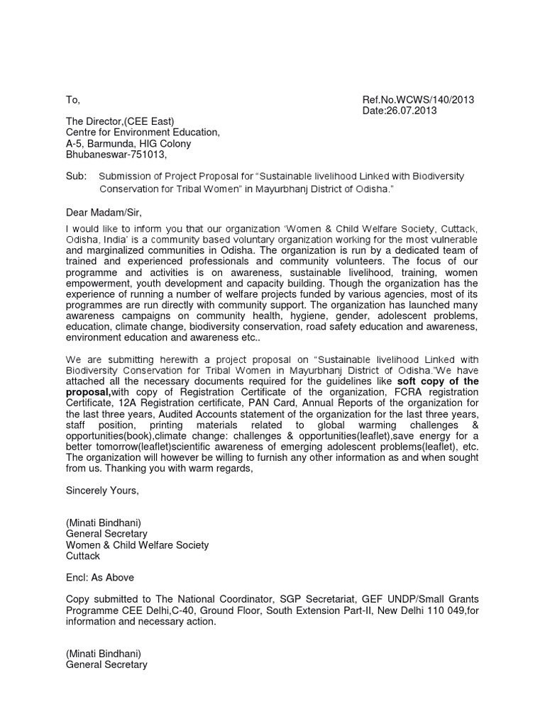 Project Proposal For "Sustainable Livelihood Linked With Biodiversity ...