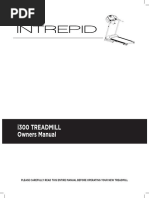 I300 Treadmill Owners Manual: Please Carefully Read This Entire Manual Before Operating Your New Treadmill