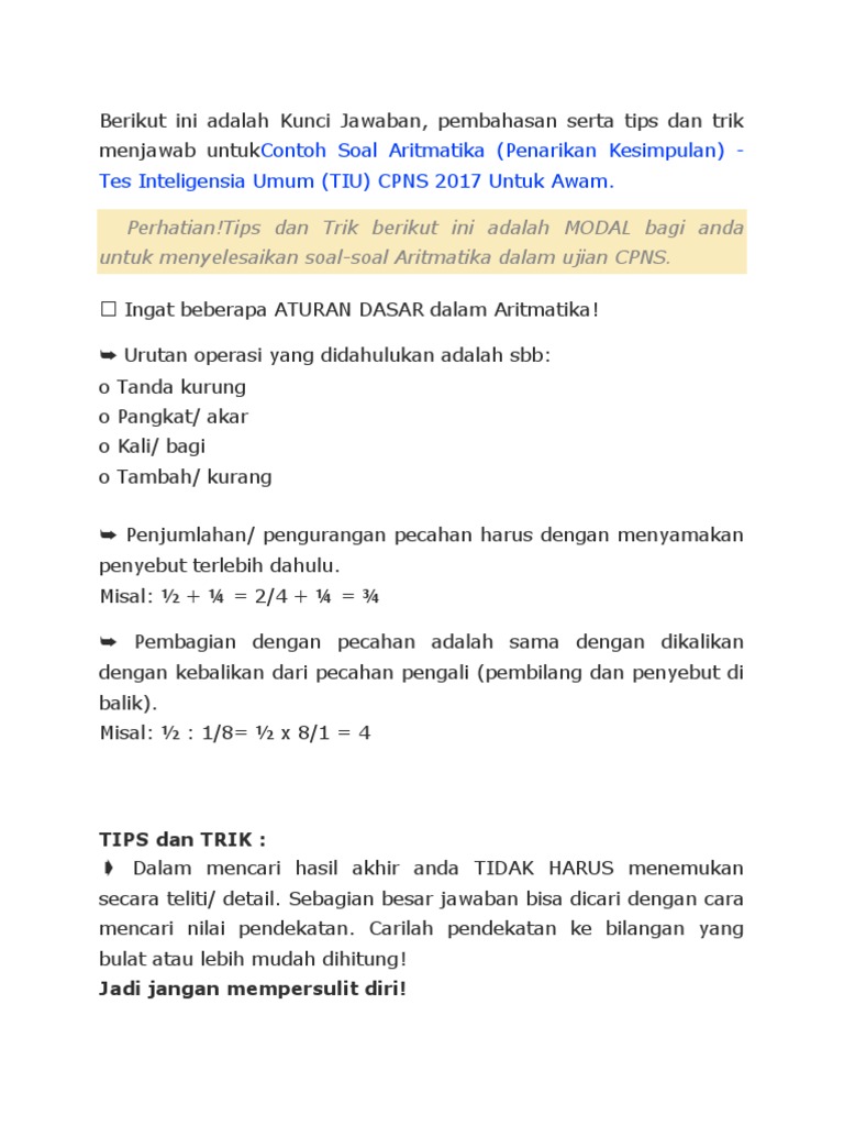 Aritmatika Penarikan Kesimpulan