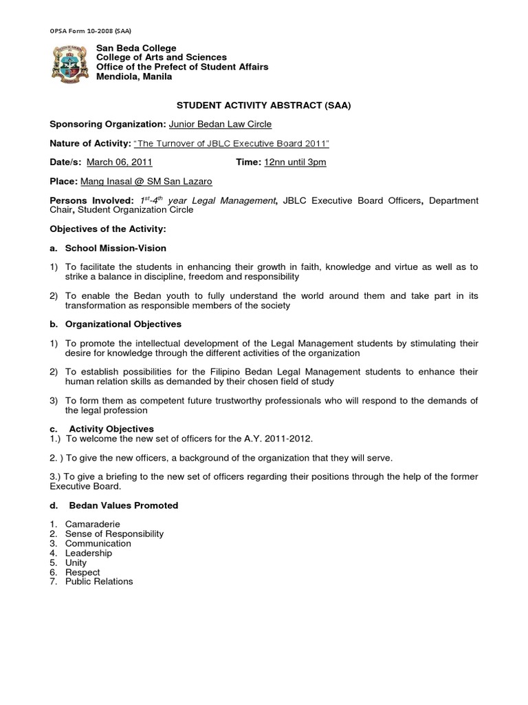 4 Year Legal Management, JBLC Executive Board Officers, Department