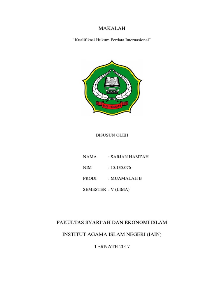 Makalah Kualifikasi Hukum Perdata Internasional