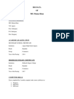 Bio Data OF MD. Munna Khan: Contact Address