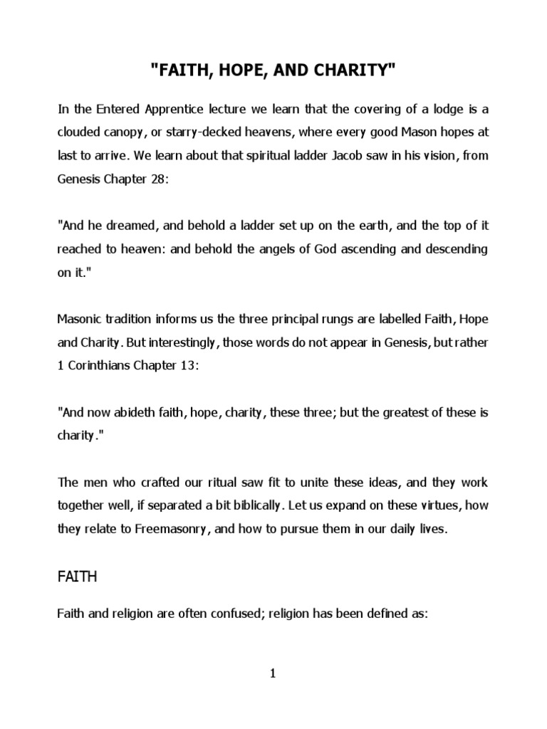Faith Hope and Charity | PDF | Freemasonry | Masonic Lodge