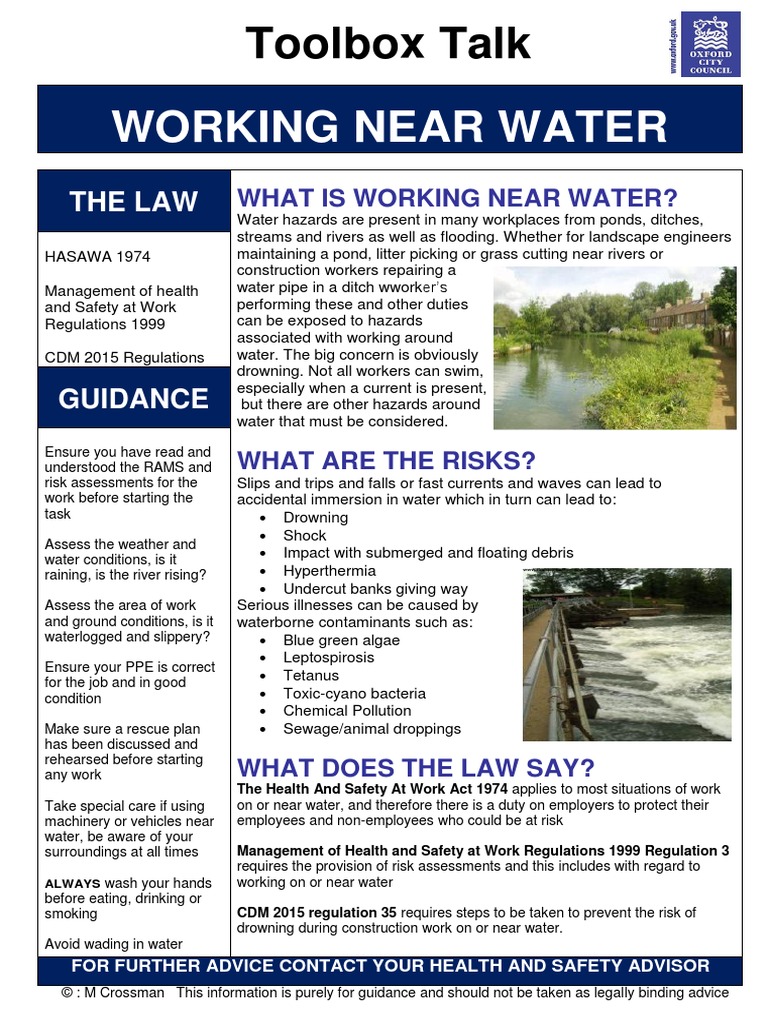 Working Near Water Toolbox Talk Occupational Safety And Health