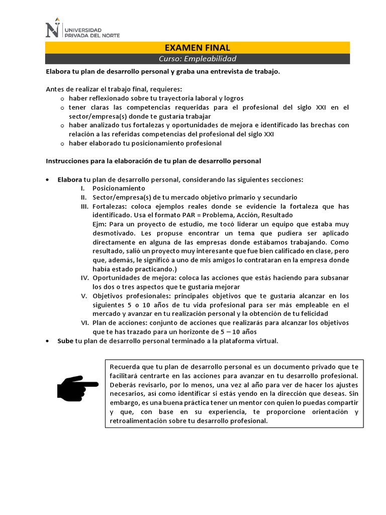 Examen Final EMPLE | PDF | Desarrollo personal | Vida