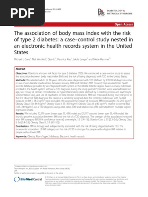 The Association Of Body Mass Index With The Risk Of Type 2