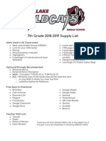 7th Grade Supply List 2018-2019