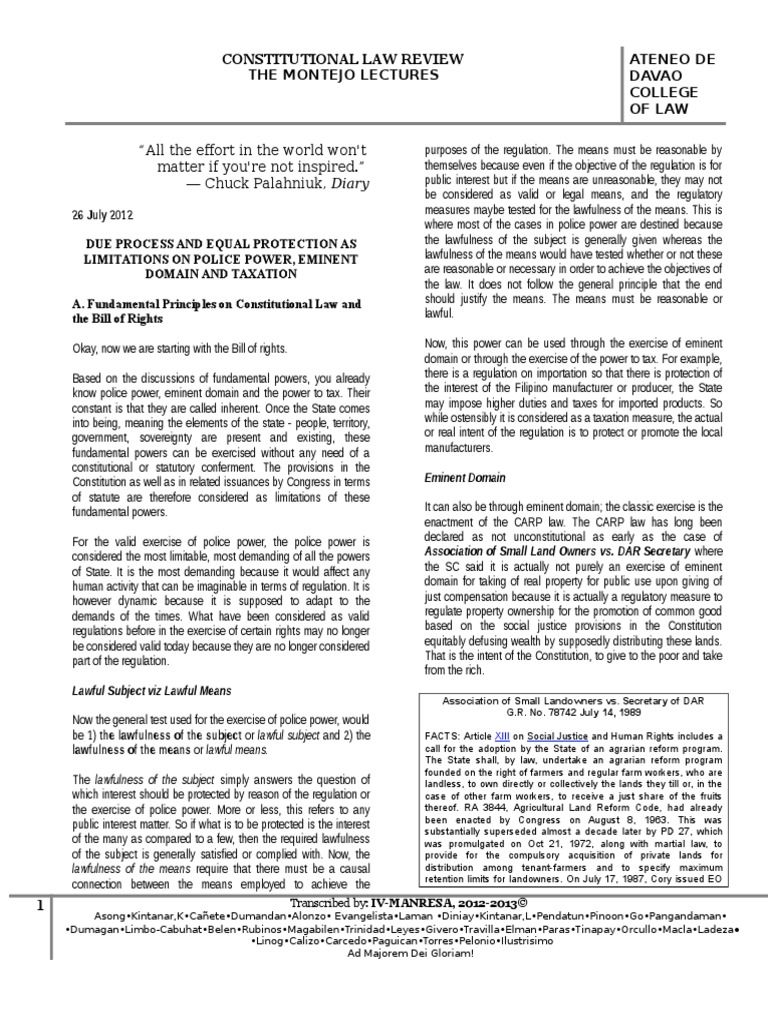 Consti2review 1 | PDF | Eminent Domain | Search And Seizure