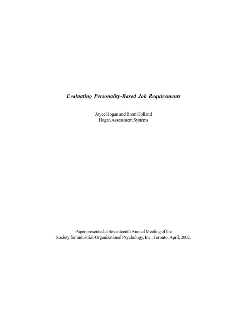 Job Requirements PDF Psychological Evaluation Psychology