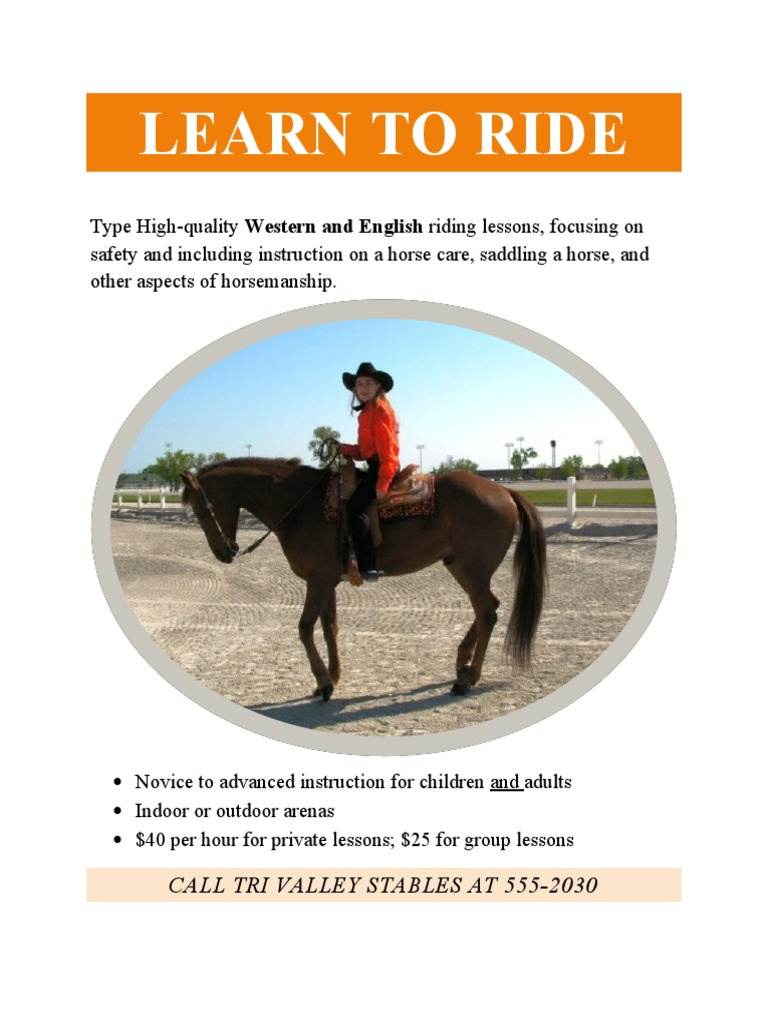 Horseback Riding Lesson Flyer PDF