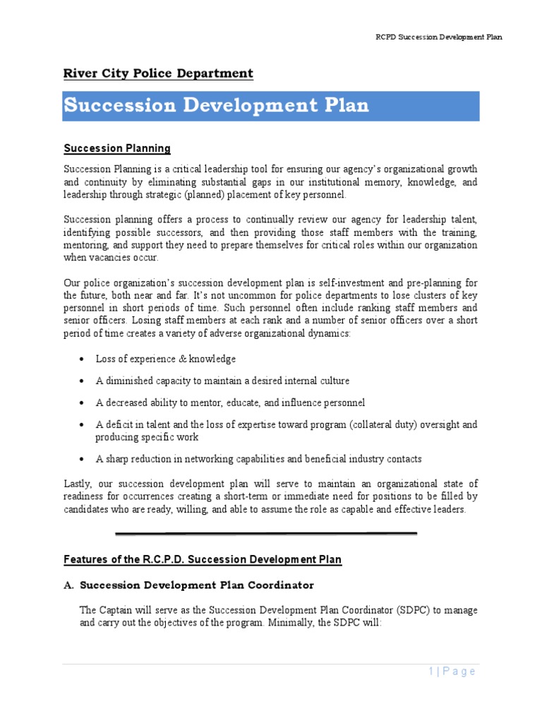 Succession Development Plan Template | Succession Planning | Police