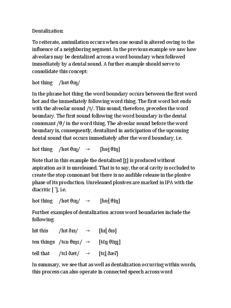 Dentalization across word boundaries | PDF | Phonology | Human Voice