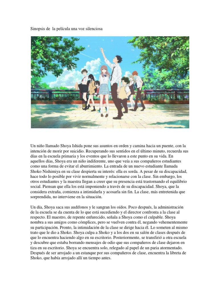 Sinopsis de La Película Una Voz Silenciosa | PDF | Ocio