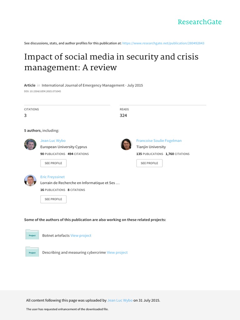Impact of Social Media in Security and Crisis Management: A Review ...