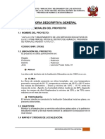 Memoria Descriptiva Proyecto Colegio Integrado Inicial y Primaria