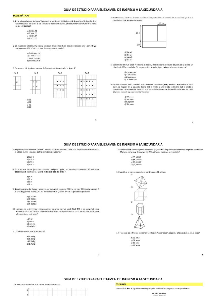 Examen de Ingreso A La Secundaria | PDF