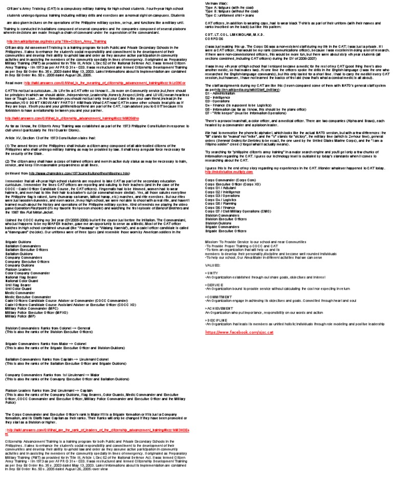 Citizen's Army Training (CAT) Is A Compulsory Military Training For ...