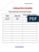 Encontrar La Silaba Que Falta en Cada Palabra Plantilla Corregido PDF