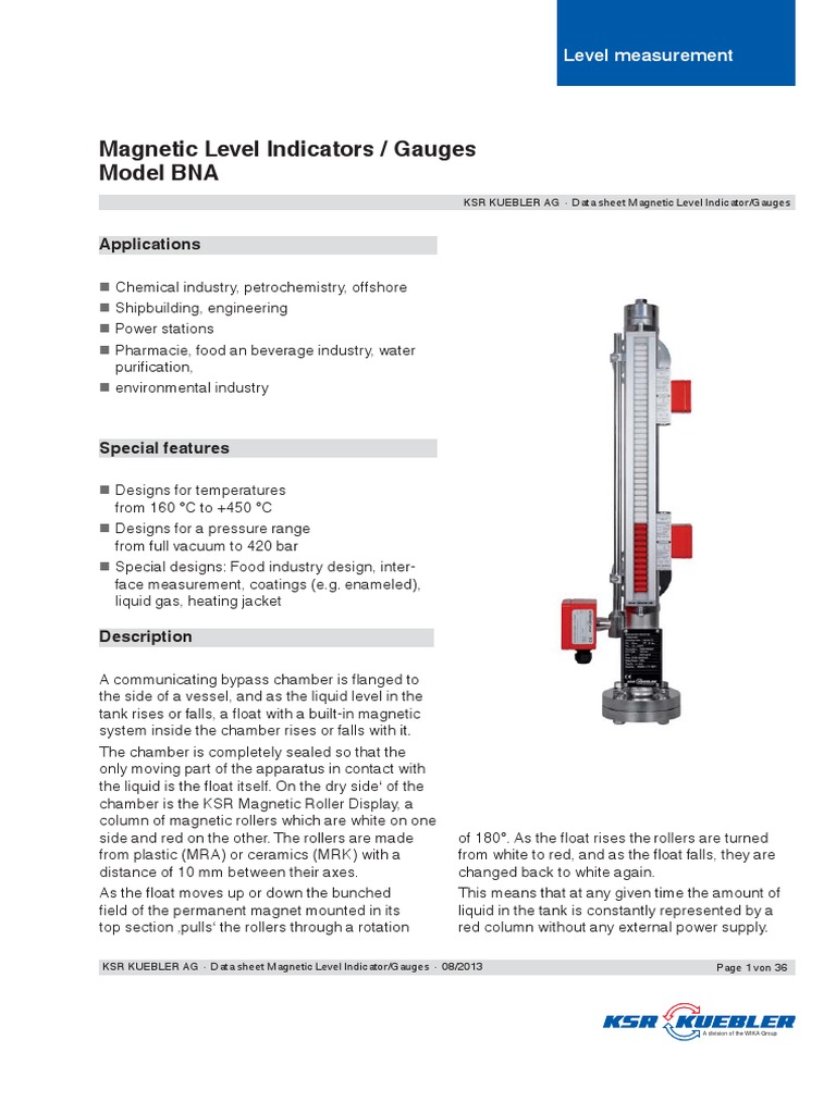 KSR Kuebler Level Indicators PDF Valve Welding