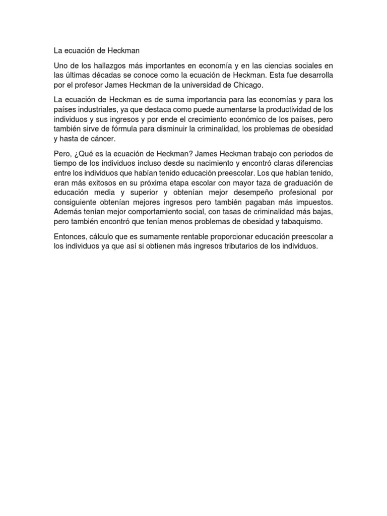 La Ecuación de Heckman PDF