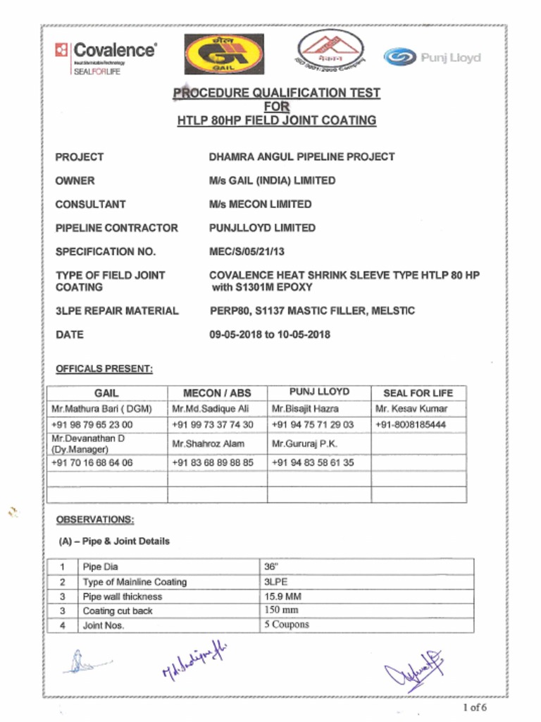 Signed PQT Field Joint Coating PDF