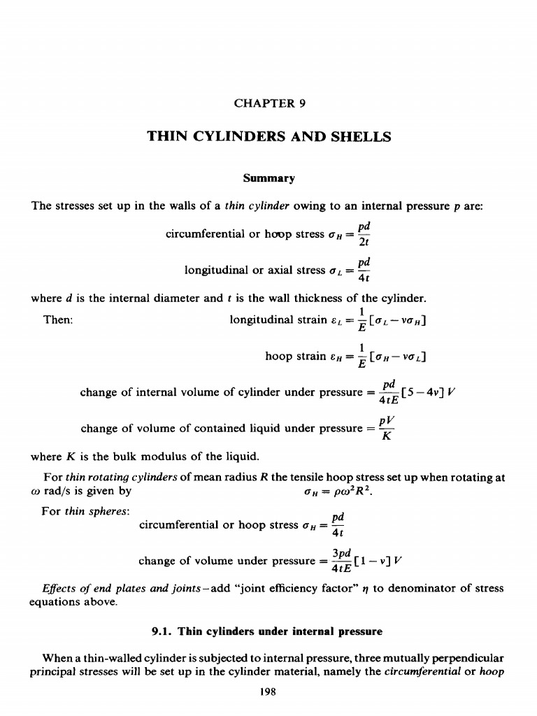 Thin Cylinders and Shells: CH (A H | PDF | Sphere | Stress (Mechanics)