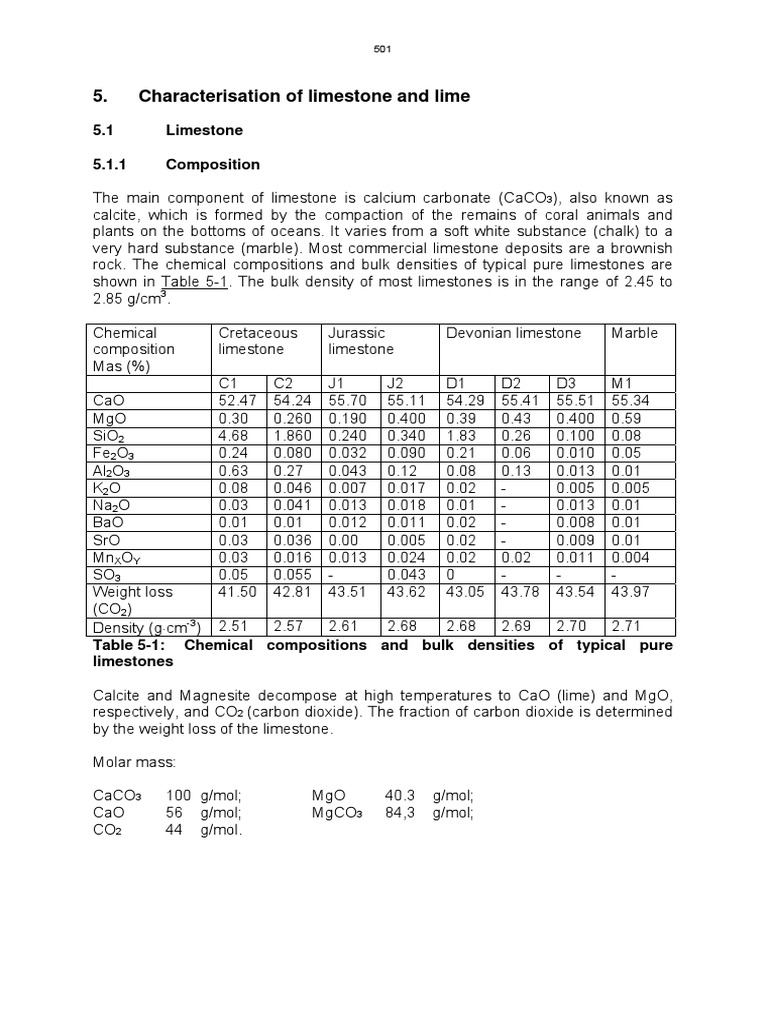 CHEMICAL ANALYSIS OF LIMESTONE PDF visual data 5