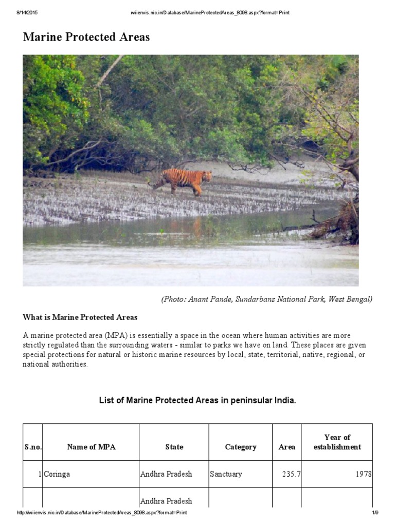 Marine Protected Areas in India | PDF