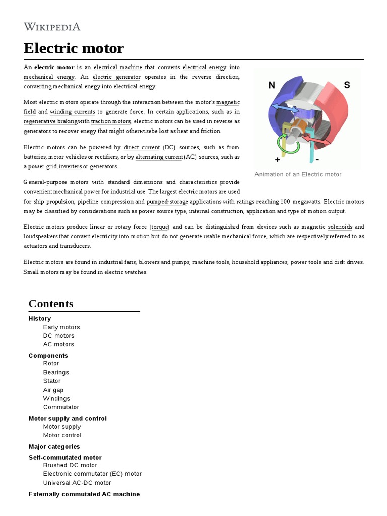 Electric Motors: Function and History | PDF | Electric Motor | Propulsion
