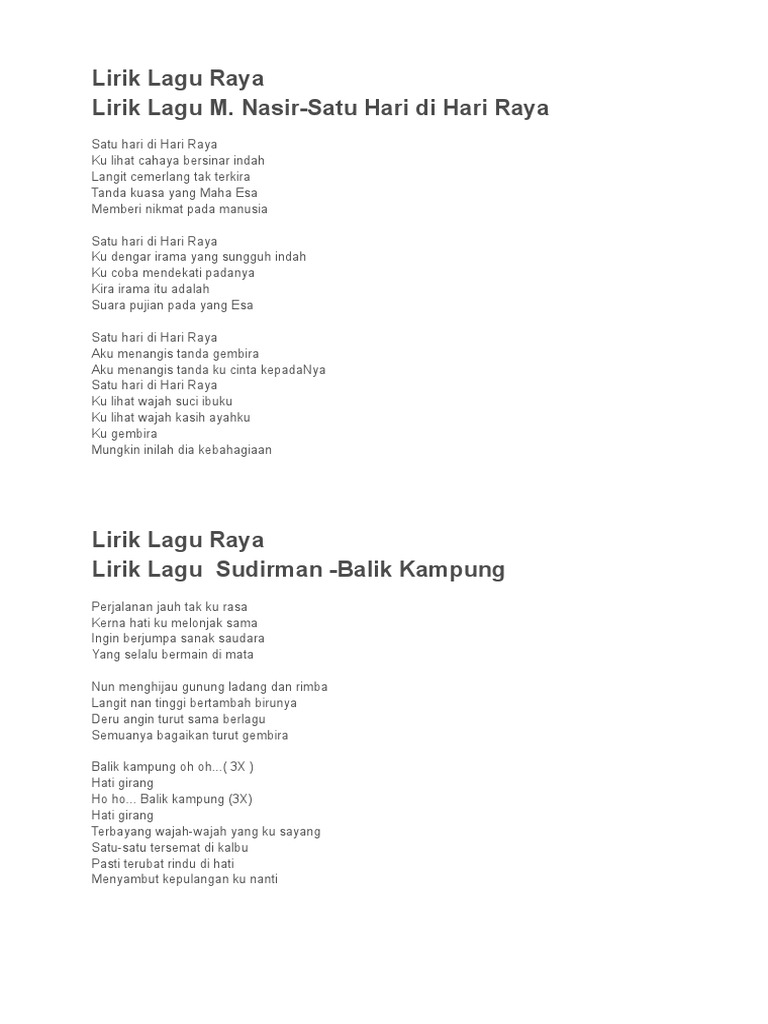 Lirik Lagu Raya