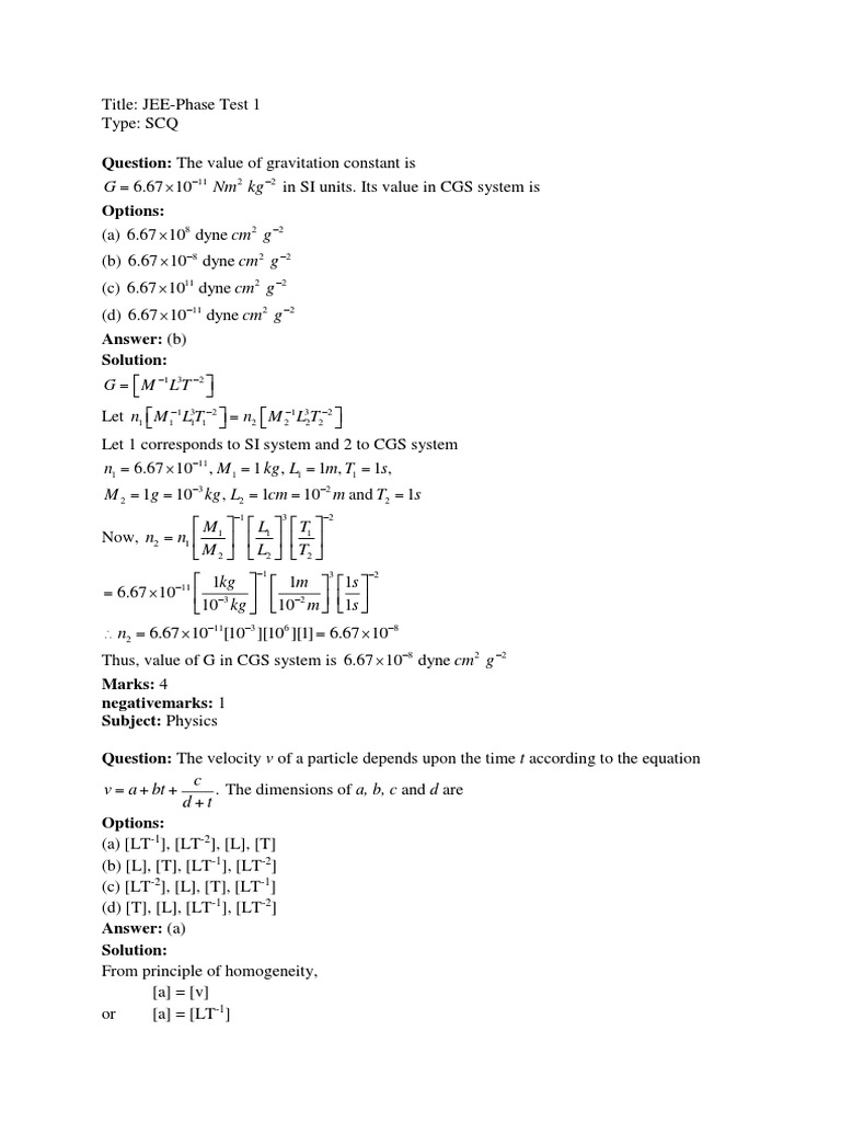 Phase Test-1 (1604JEE2yr19 (A&b) ) - Original | PDF | Modern Physics ...