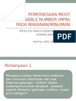 Pemeriksaan Most Probable Number (MPN) Pada Makanan/Minuman