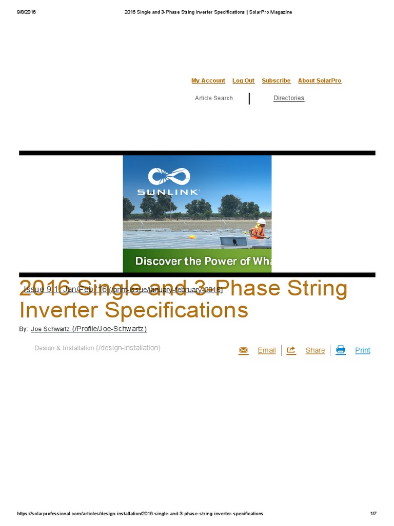 2016 Single and 3-Phase String Inverter Specifications | PDF | Power ...
