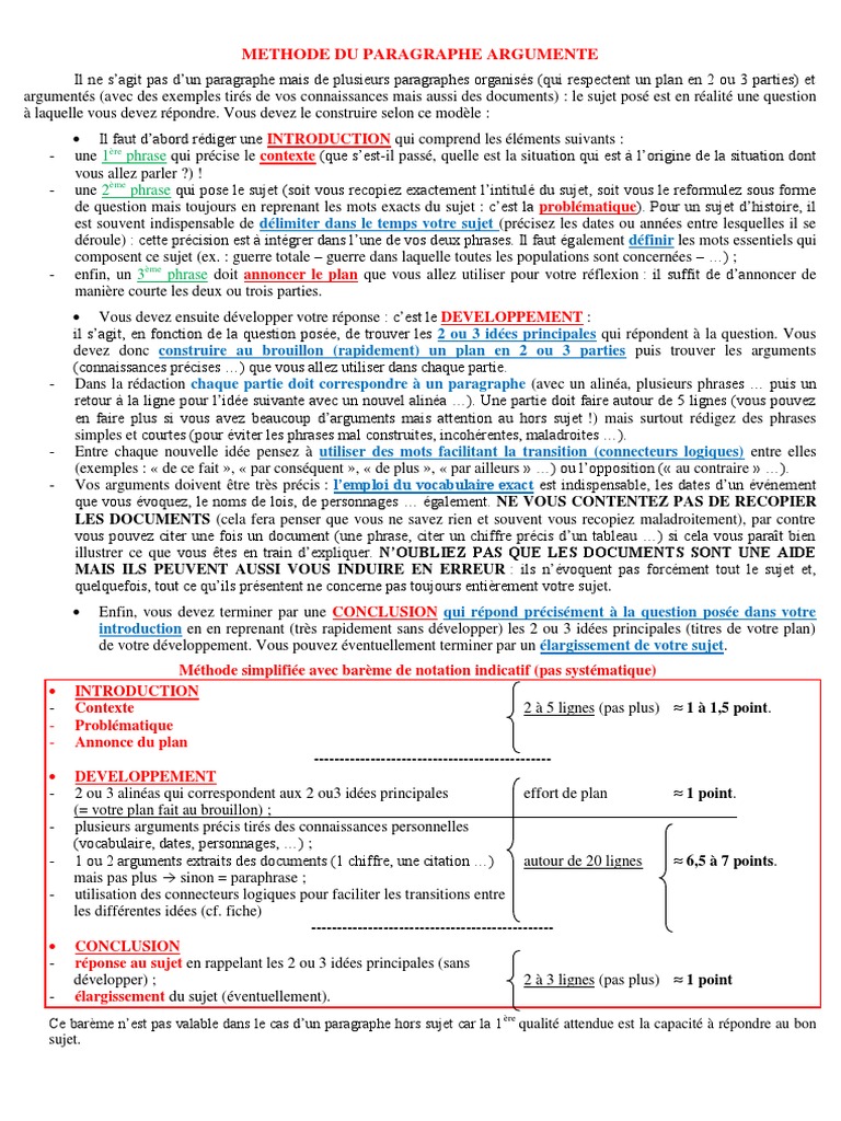 Méthode du Paragraphe Argumenté | PDF | Phrase | Science