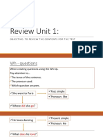 Review Unit 1:: Objective: To Review The Contents For The Test