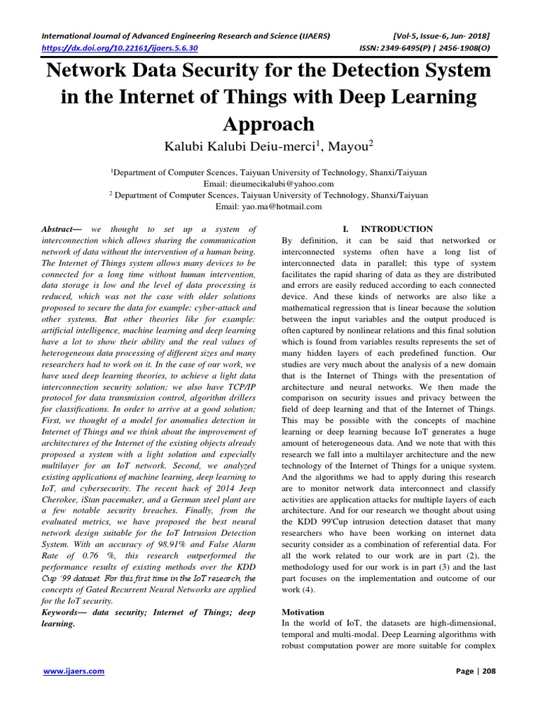 IoT Data Security via Deep Learning | PDF | Deep Learning | Internet Of ...