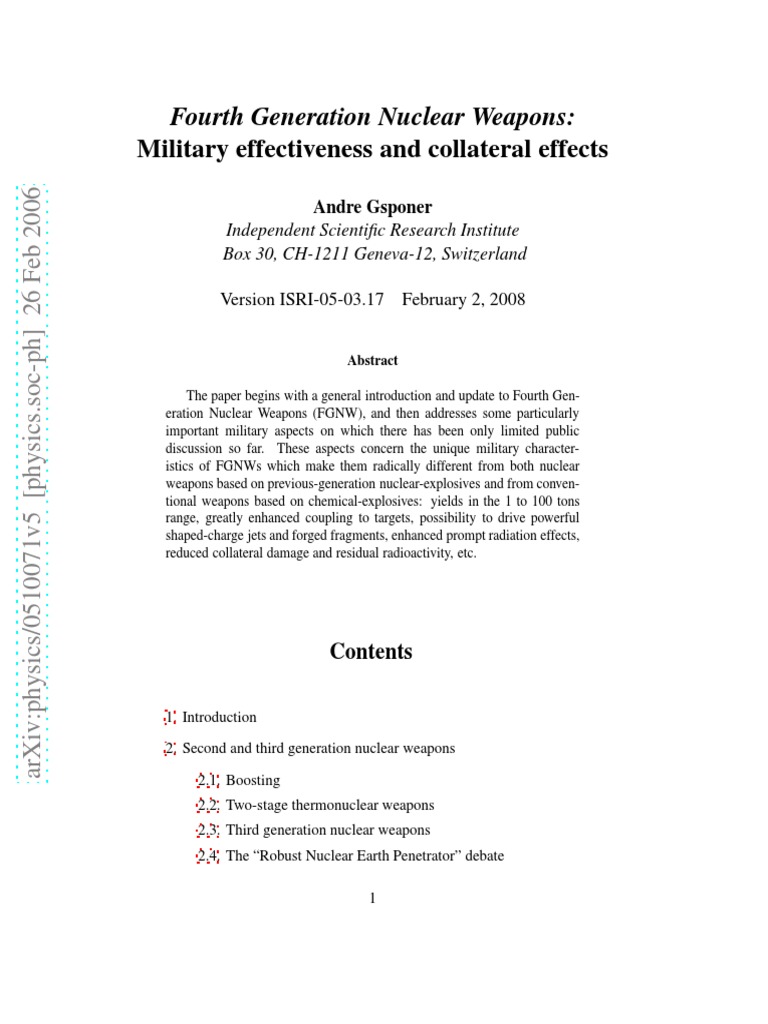 Military Effectiveness and Collateral Effects: Fourth Generation ...