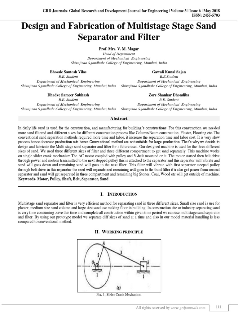 Multistage Sand Separator Design | PDF | Belt (Mechanical) | Metal ...