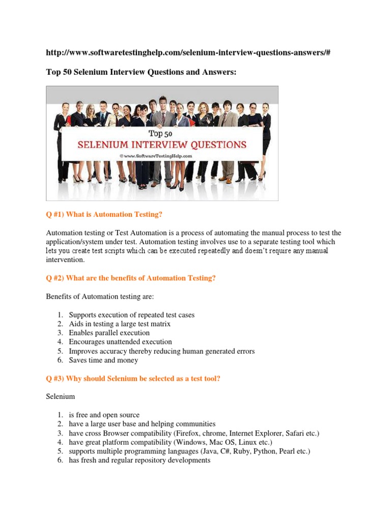 Top 50 Selenium Interview Questions | PDF | Selenium (Software) | X Path