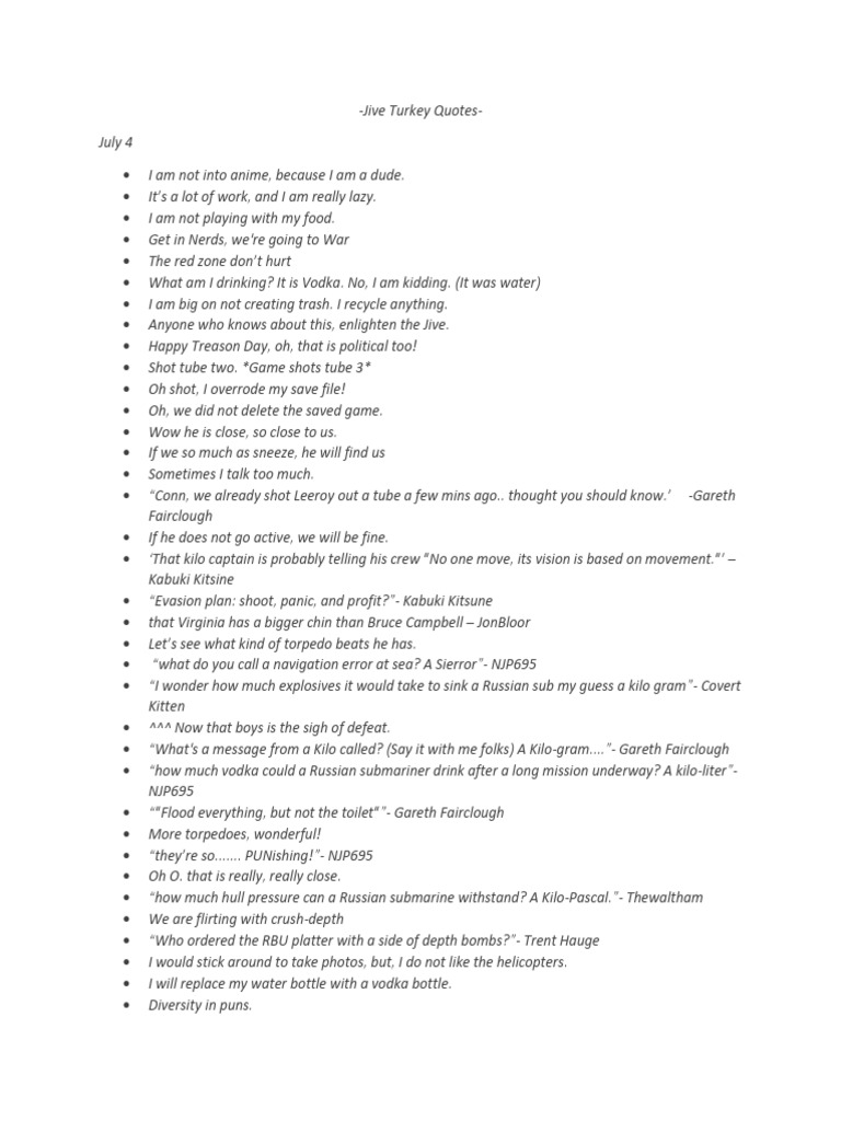 Jive Turkey Quotes PDF Submarines Naval Warfare