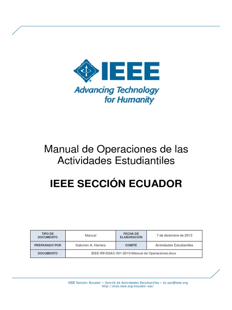 IEEE-R9-Ecuador-SSAC-001-2013-Manual de Operaciones PDF | PDF | Ecuador ...