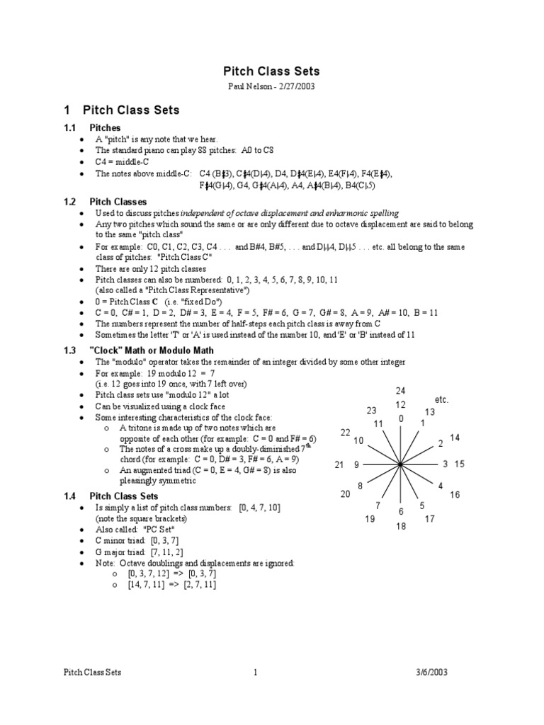 Music Theory: Pitch Class Sets | PDF | Interval (Music) | Scale (Music)