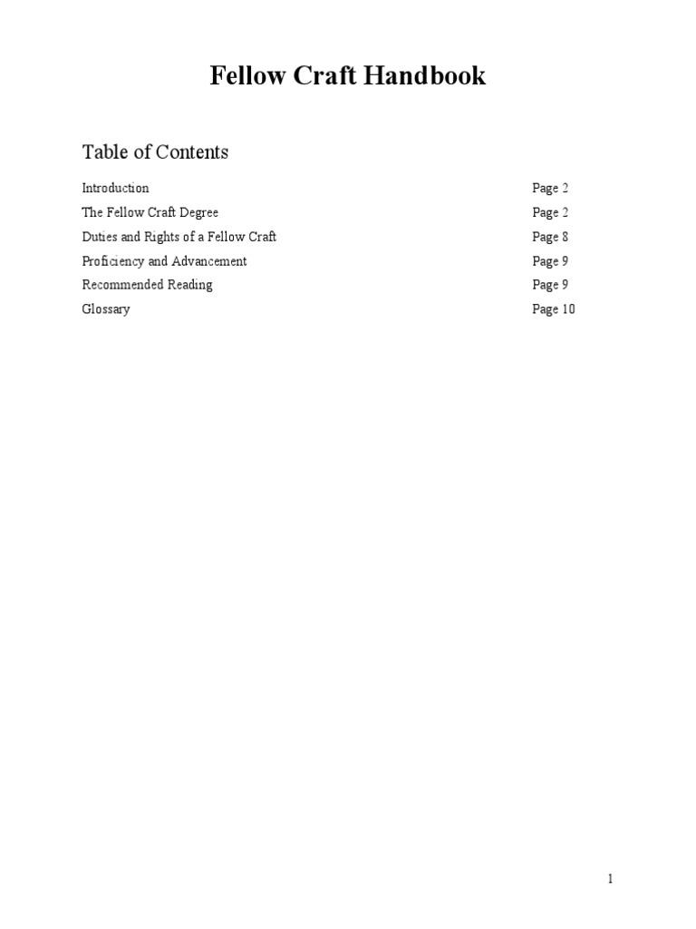 Fellow Craft Handbook | PDF | Freemasonry | Masonic Lodge