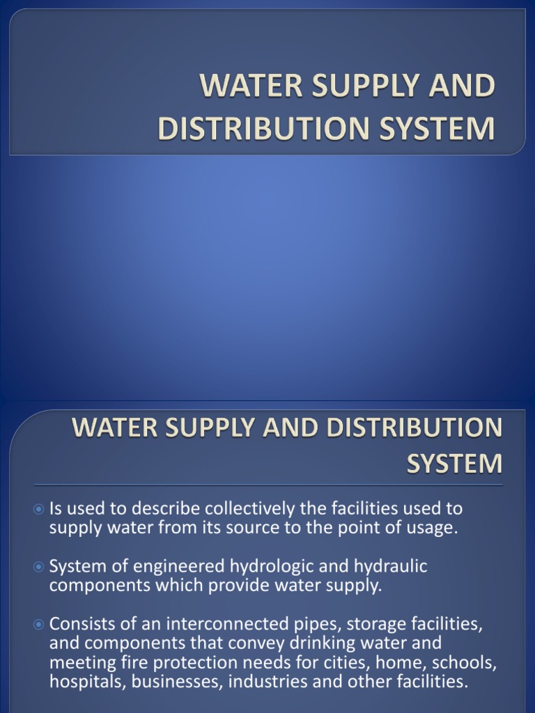 Water Supply and Distribution Systems | PDF | Water Supply | Reservoir