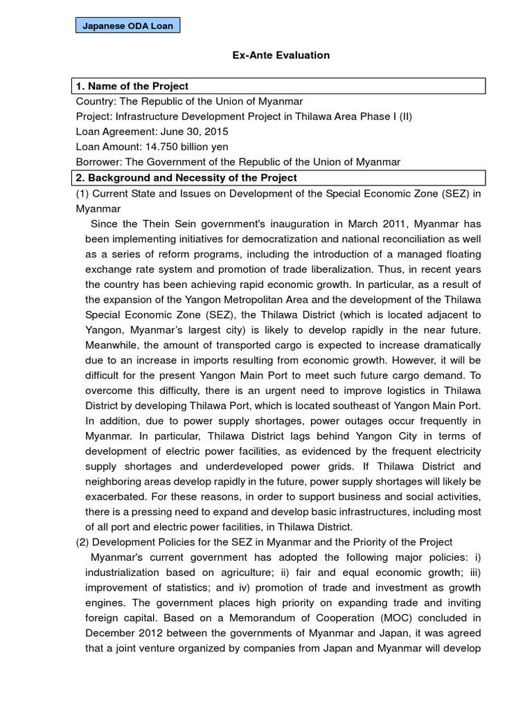 Thilawa SEZ Infrastructure Development | PDF | Infrastructure ...