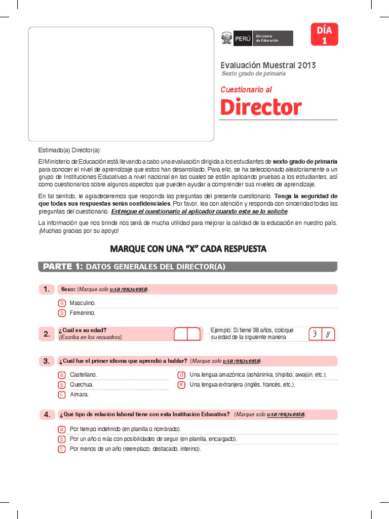 Evaluación de Directores de Escuela | PDF | Cuestionario | Maestros