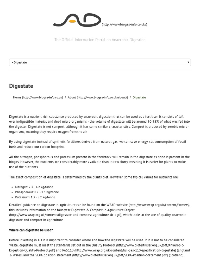 Digestate - Anaerobic Digestion | PDF | Anaerobic Digestion | Compost