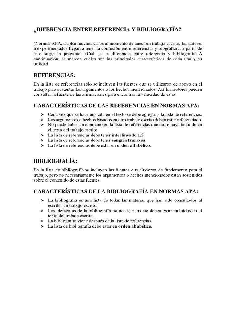 Diferencia Entre Referencia y Bibliografía